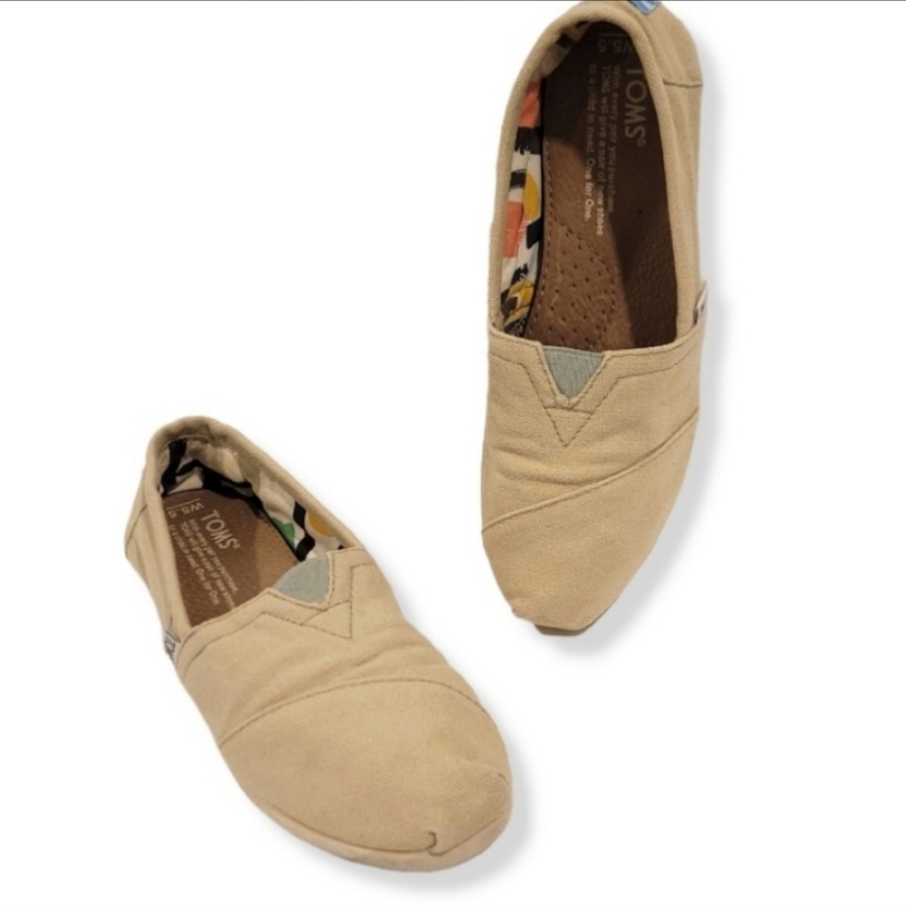 Toms Canvas Alpargata Slip On Flats Khaki Size 5.5